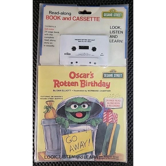 Other - Vtg Oscar's Rotten Birthday Sesame Street Read Along Book Story Cassette Sealed